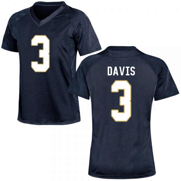 Avery Davis Notre Dame Fighting Irish NCAA Women's #3 Navy Blue Game College Stitched Football Jersey WMS3155HF